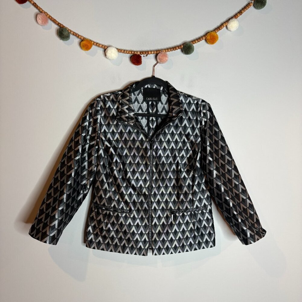 Carlisle metallic geometric patterned blazer jacket